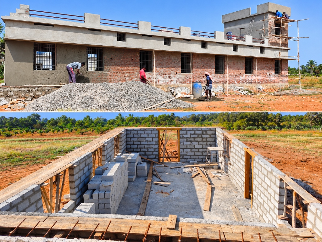 Construction progress of new rooms and facilities